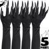 5/1 Paar Gruselige Lange Nägel Handschuhe Halloween Cosplay Geisterklaue Schwarze Nägel Fingerhandschuhe Armstulpen Party Kostüme Requisiten Zubehör