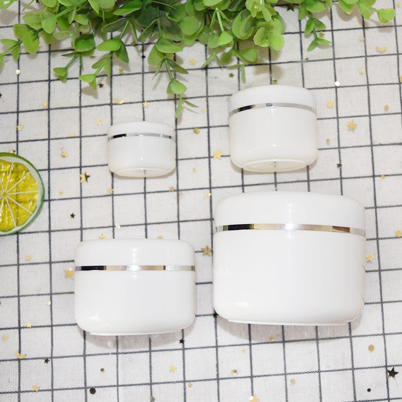 PP Cremetiegel mit Silberrand - Nachfüllbare Behälter (250g, 100g, 50g, 20g) Heißfolienprägung Creme-Box.