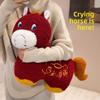 Red Crying Horse Plush Toy With Pp Cotton Filling For New Year Decor Gift For Men And Women