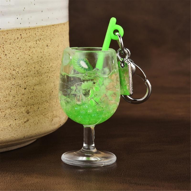 Multifunctional Small Tumbler Keychain with Fruit Charm Pendant Fashion Accessory for Bags and Keys Decoration
