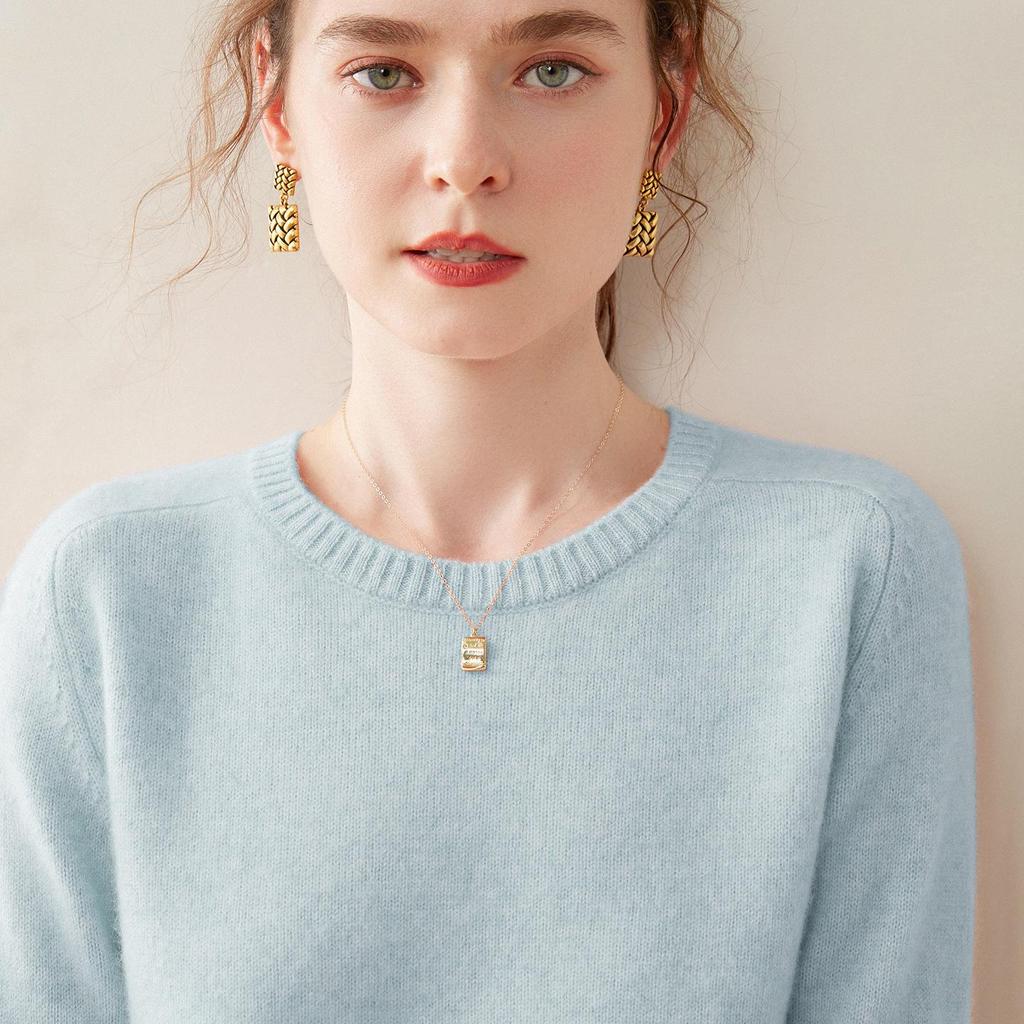 Women's Cashmere Knit Sweater: Cozy Loose-Fit Round Neck for Autumn/Winter