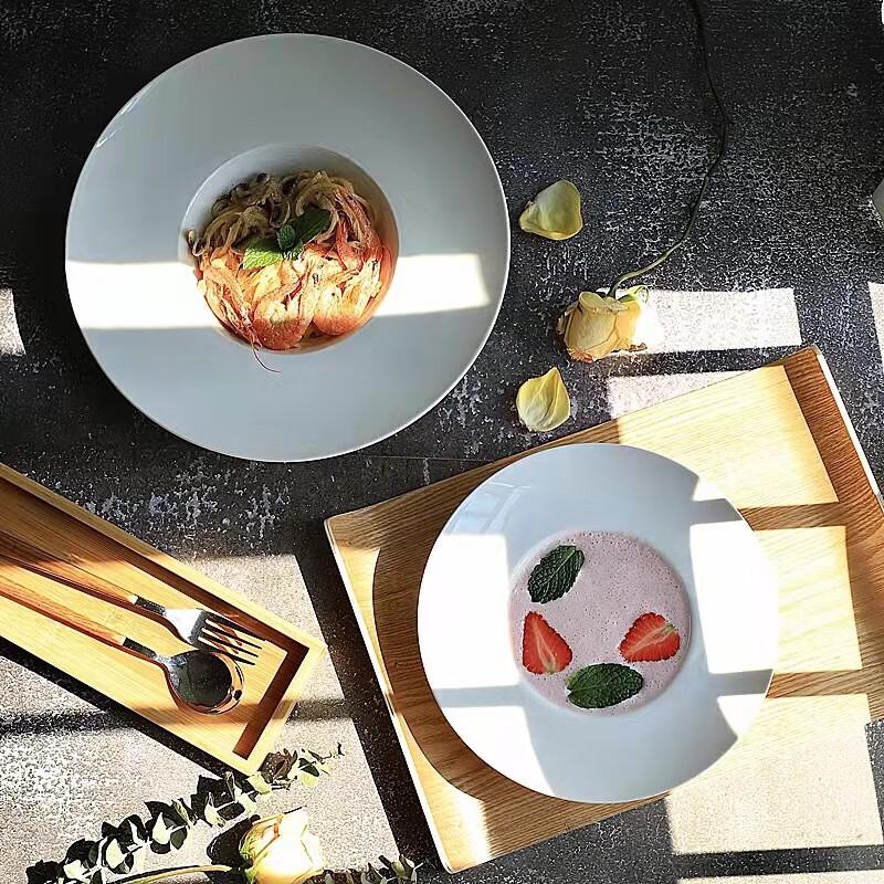 ZISIZ White Ceramic Pasta Soup Salad Plate