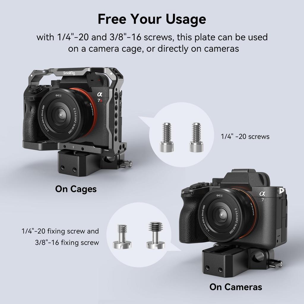 SMALLRIG Camera Baseplate with 15mm LWS Rod Rail Clamp for Sony Canon Sony Camera Cage A6500, A6600, A6300, R5, R6, A7SIII/A7III, &
