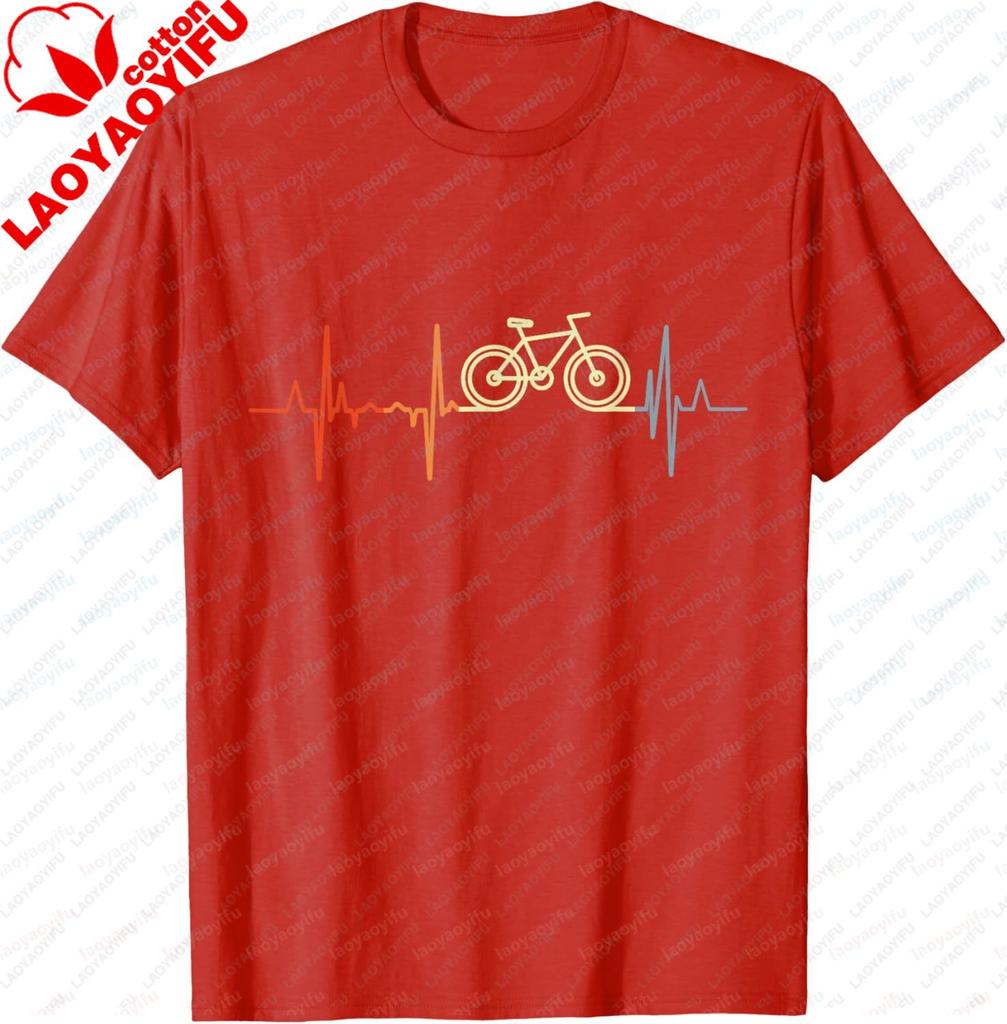 Retro Bicycle Heartbeat Racing Cyclist Bicycle Pulse Line Tshirt Fashionable Casual Comfortable Shortsleeved Tshirt