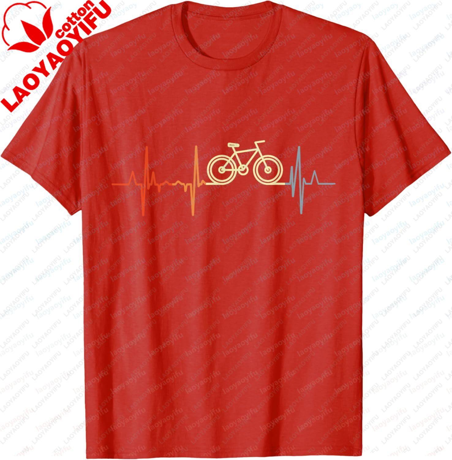 Retro Bicycle Heartbeat Racing Cyclist Bicycle Pulse Line Tshirt Fashionable Casual Comfortable Shortsleeved Tshirt S