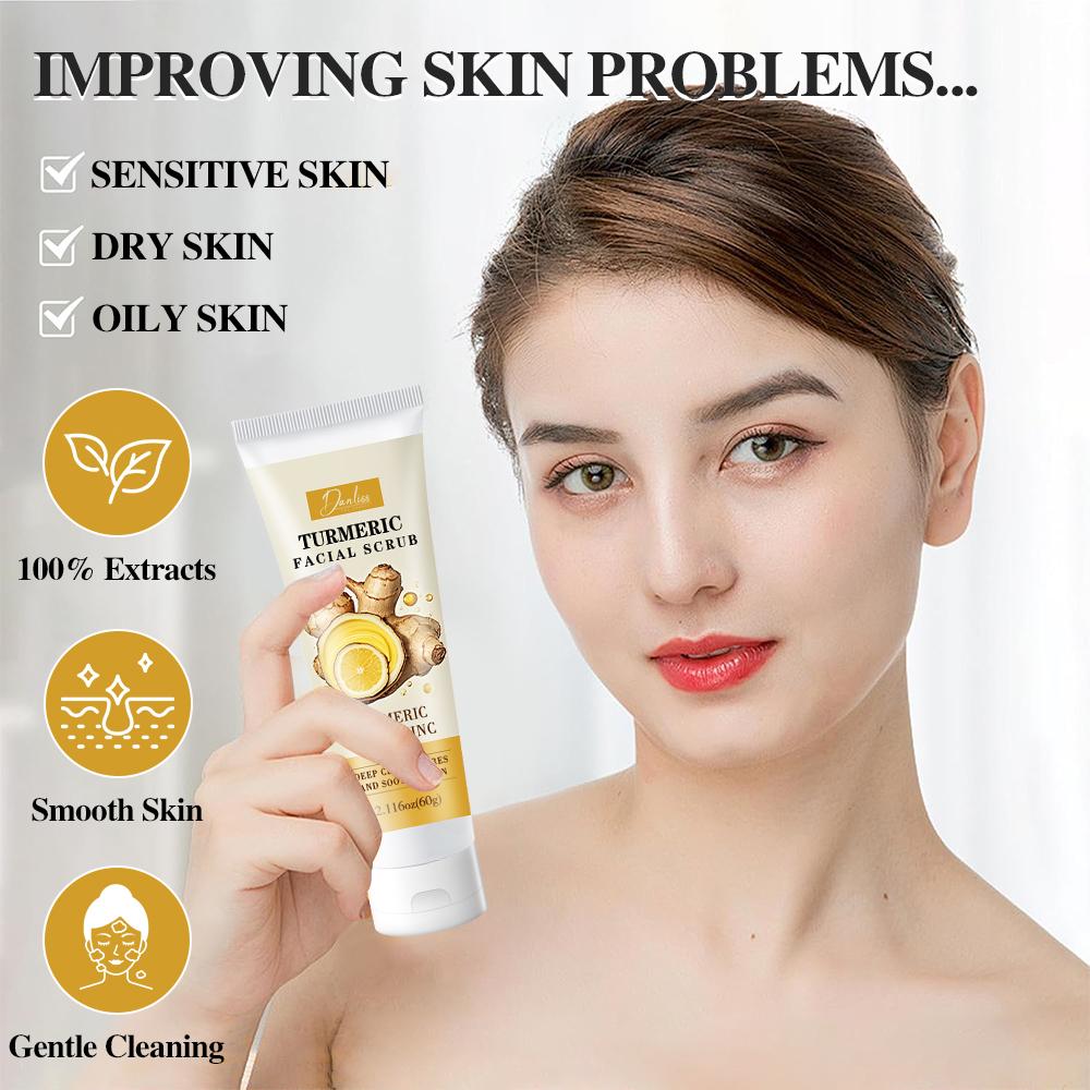 60g Turmeric Facial Scrub-Rich In Vitamin and Turmeric Extract-Smoothing and Cleaning Dry & Oily Skin-Suitable For All Skin Types