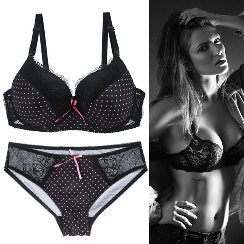 Sexy Gathering Bra Set Lace Fashion Comfortable Bra Skin-friendly Breathable Underwear