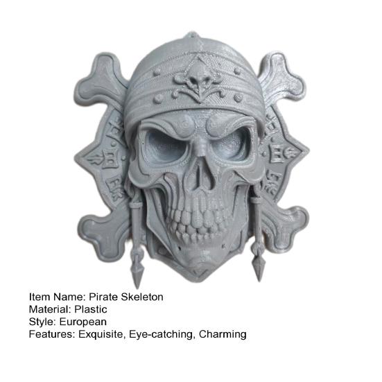 Pirate Skeleton Wall Decor Halloween Plastic Human Head Craft for Garages Living Rooms Bedroom Offices Decor