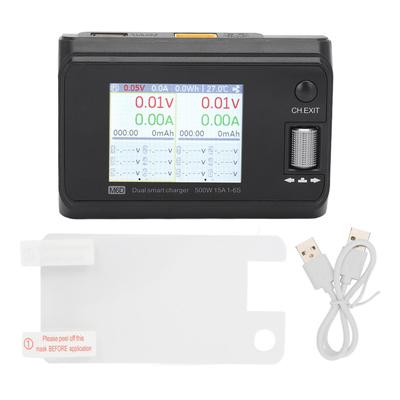 2.4in LCD Display Dual Channel Output Charger 500W DC Smart Battery Balance Charger Lithium Battery Charger