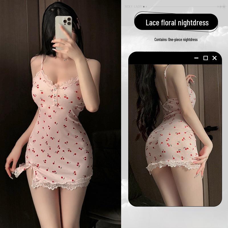 2025 Sexy Damen V-Ausschnitt Camisole Nachthemd mit Spitze und Brustpolstern - Schlankmachender Stil der reinen Begierde.