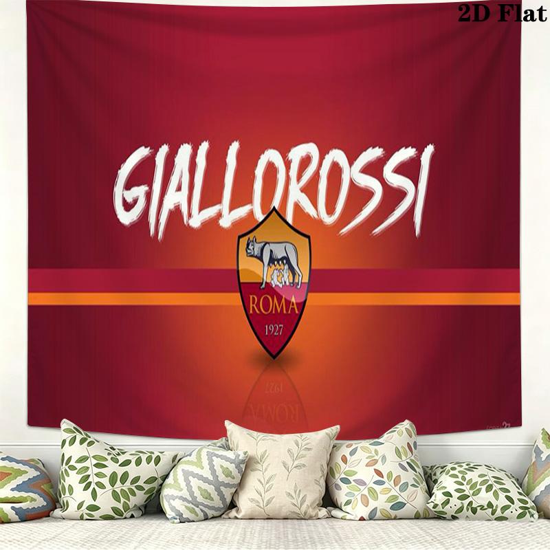 Tenture murale de football AS Roma Esthétique Accrochage mural Couverture en tissu imprimé Tapisseries décoratives pour chambre à coucher Salon Décoration de la maison