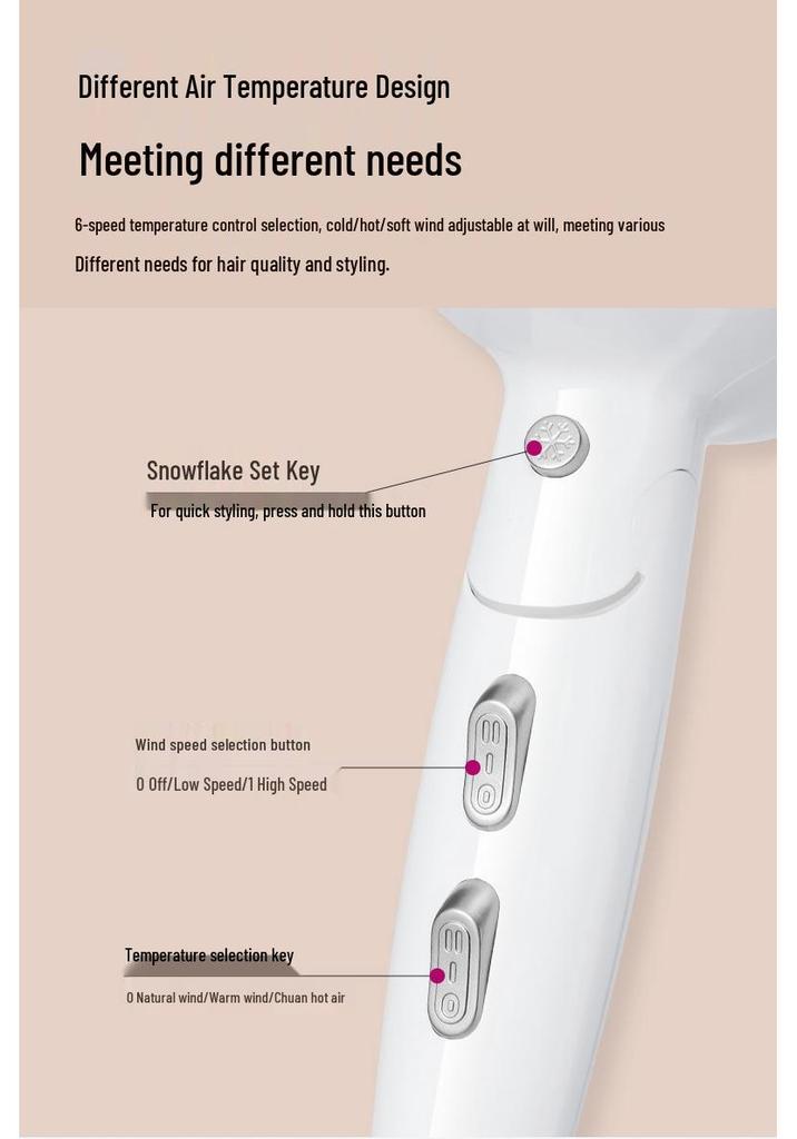 Kangfu KF-5130 Folding Hair Dryer 2200W with Hot & Cold Air, Large Wind Power, Constant Temperature, for Dormitory Use.