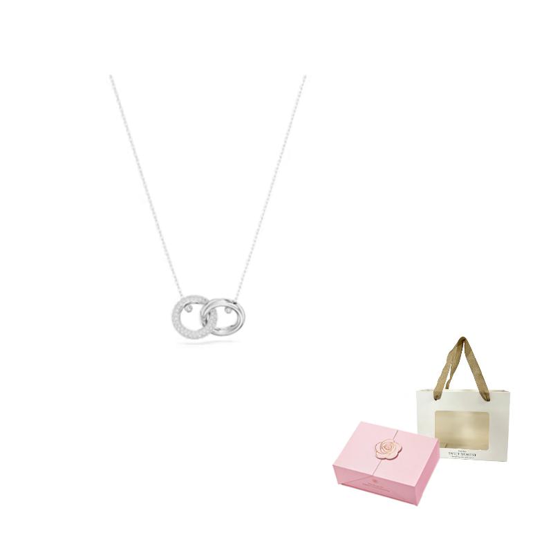 Swarovski Dextera Cubic Zirconia Faux Crystal, Rhodium Plated Necklaces Womens Silver F