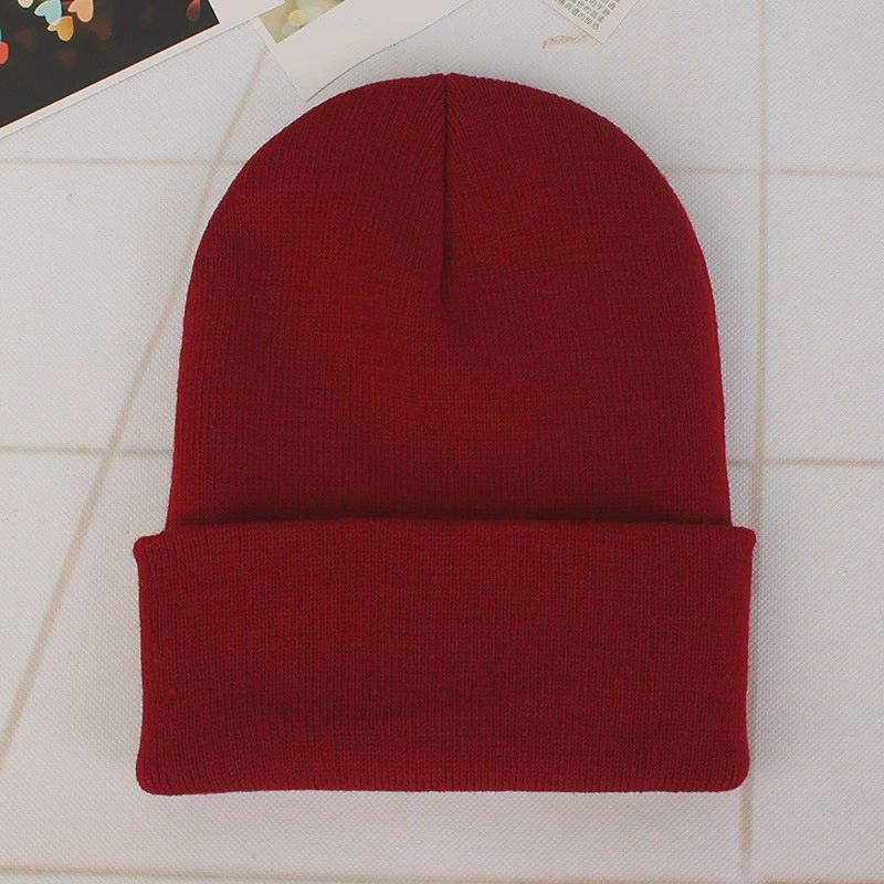Solid Color Knitted Hat Harajuku Versatile Thin Wool Hat Autumn and Winter Bag Head Warm Melon Fur Hat Men's Cold Hat Women
