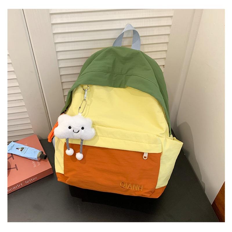 Girls schoolbag versatile backpack leisure girl campus junior high school contrasting color travel lightweight backpack