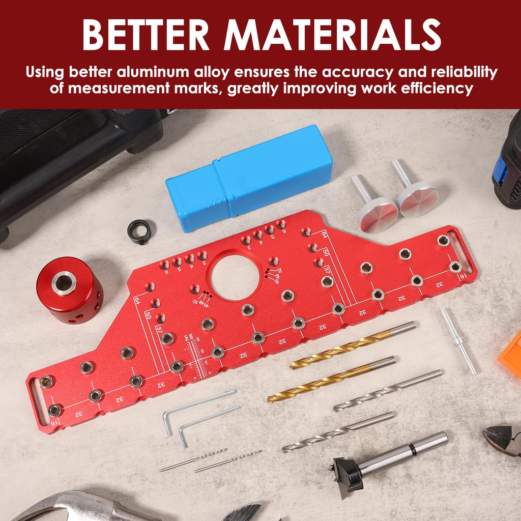 2 In 1 Shelf Pin Jig and Cabinet Hinge Jig Shelf Pin Drilling Jig 5mm 1/4" Hole Drill Bits Cabinet Hardware Jig Tool Drill Guid