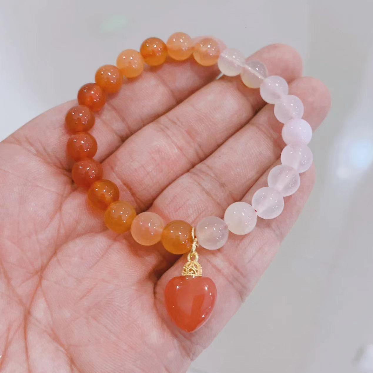 Natural crystal jewelry, salt source agate love gradual change color single ring bracelet bracelet
