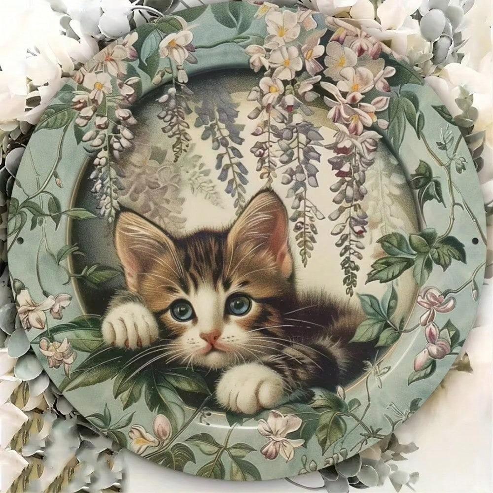 Vintage Metal Cat Sign Outdoor Indoor Decor For Cat Lovers Halloween Home Wall Decor