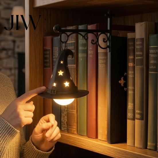 Indoor Hanging Lantern Halloween Library Lantern, Gothic Decorative Bookshelf Lamp, Vintage LED Style Accent Book Nook Light for Bookworms,