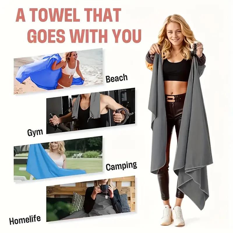 Toalha de Praia de Microfibra de Secagem Rápida – Leve, à Prova de Areia e Absorvente para Viagem, Natação, Yoga, Academia e Acampamento