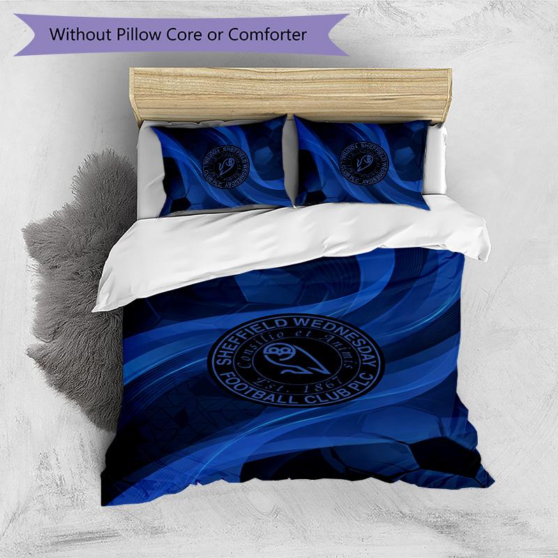 Sheffield Wednesday Football Printed 3 Pieces Bedding Set, Comfortable Skin Friendly Bedroom Duvet Cover Set