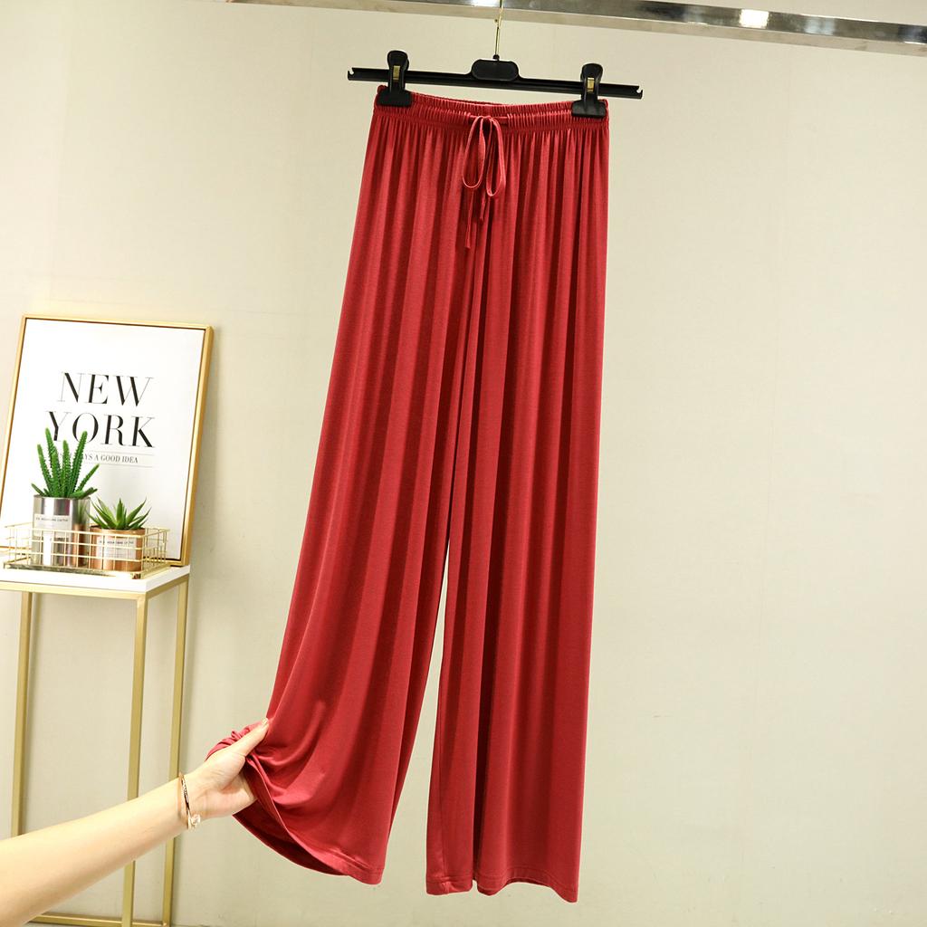 Einfarbig Hohe Taille Frühling Sommer Herbst Gerade Schnürung Dünne Loungehose Elastische Taille Lockere Freizeithose Lässige Yoga-Home-Hose