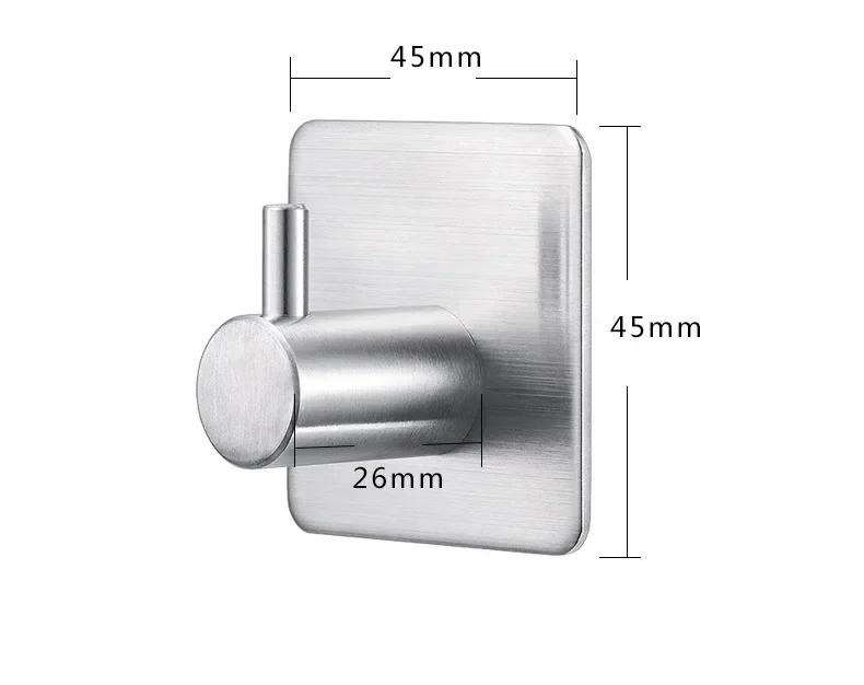 1 Pcs Bathroom Anti-Rust Towel Hook Sticker Adhesive Stainless Steel Wall Door Clothes Coat Hanger Kitchen Portable Gadget