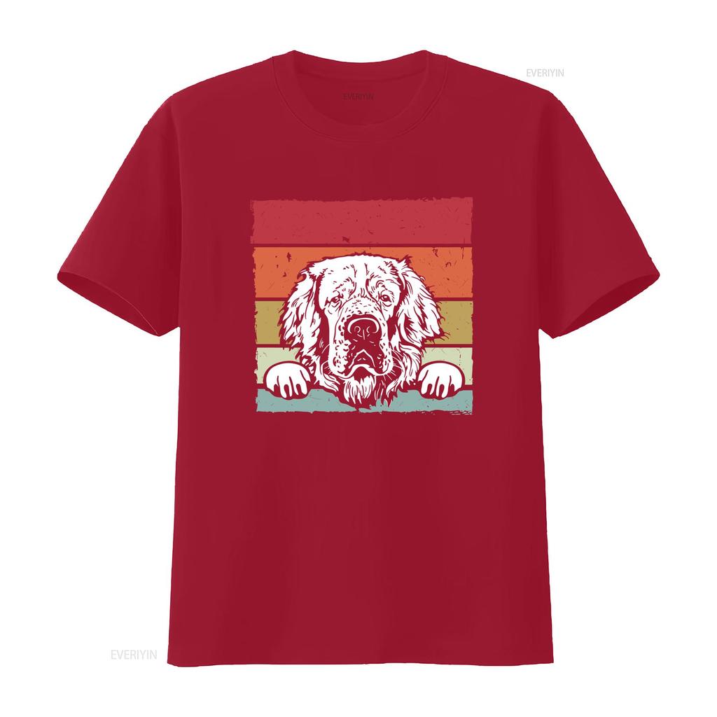 Dog Retro Clumber Spaniel Print T Shirt for Fashion Casual vintage Washed Soft Top For Everyday Wear Stretched Unisex fashion
