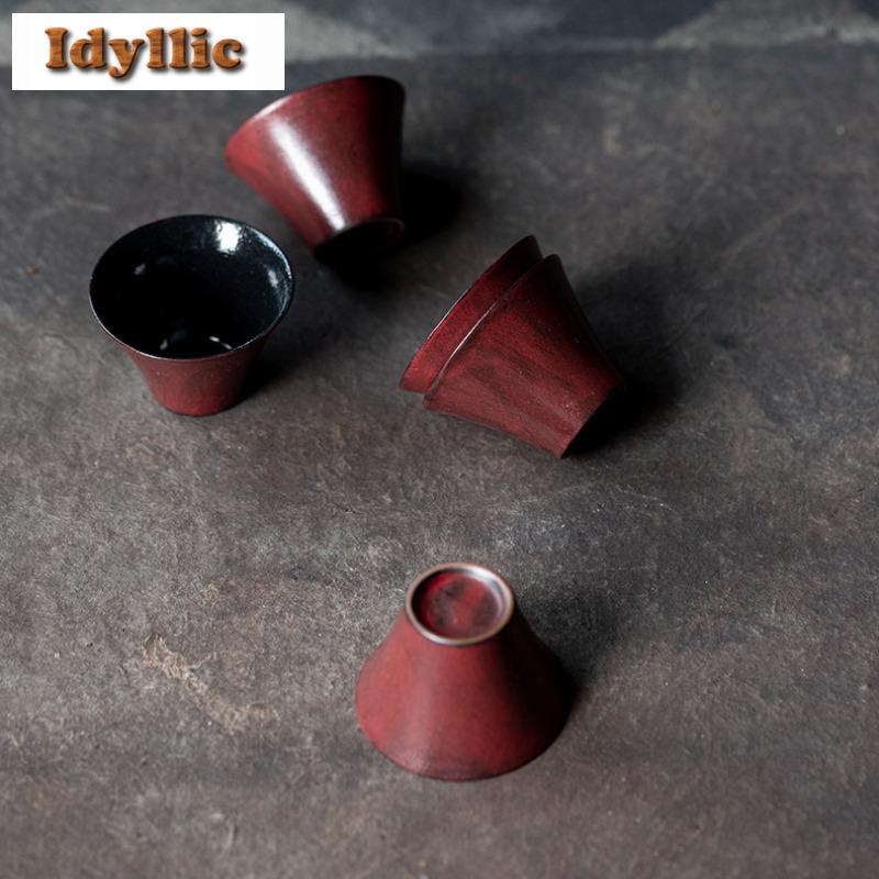 2pc/lot Powder Yin Hawthorn Red Teacup Luxury Tea Bowl Tea Cup Set Tea-tasting Fragrance Cup Chazhan Master Cups For Tea 35ml