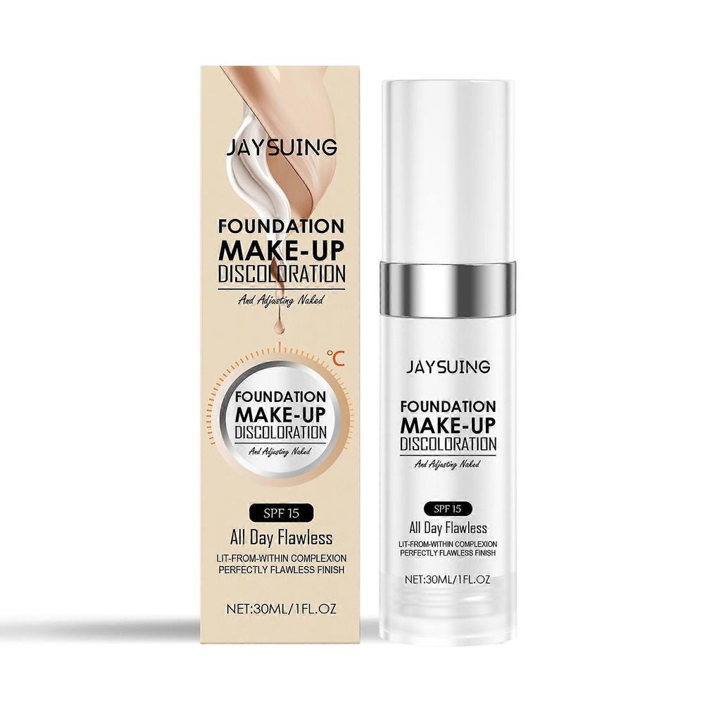 Jaysuing Color-Changing Foundation Liquid Moisturizing, Natural Concealing, Long-Lasting, Hydrating, Non-Cakey, Brightening Color-Changing Foundation