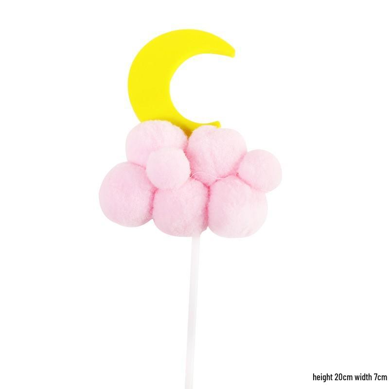 Pink Themed Cake Decor: Heart & Cloud Balloons with Insert Cards for Birthday Parties