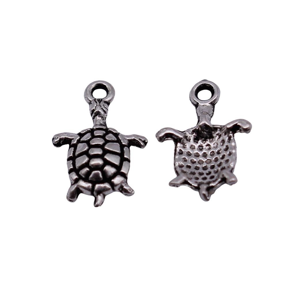 

Turtle Charms Antique Bronze Silver Pendants For Animal Themed Jewelry Making A41-40pcs-12x8mm