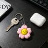 Anxiety Relief Gadget Smiling Flower Keychain Fidget Toy, Floral Clicker Sensory Toy for Stress Relief, Hanging Bag Charm with Ball Chain Key