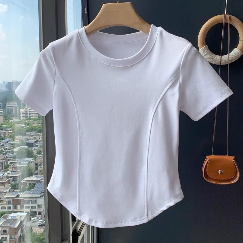 

Women s Korean Style White Cotton Short Sleeve T-Shirt – Chic, High-End, Unique Summer Fashion Top Small чорний