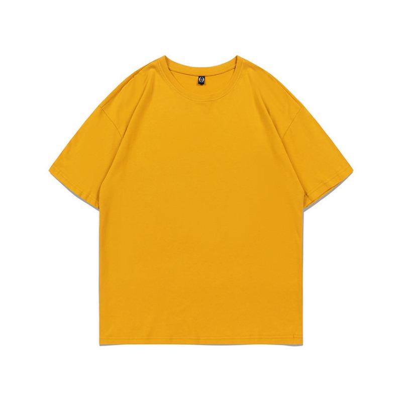 Summer new 200g pure cotton small shoulder youth campus sports and leisure loose solid color round neck short sleeves