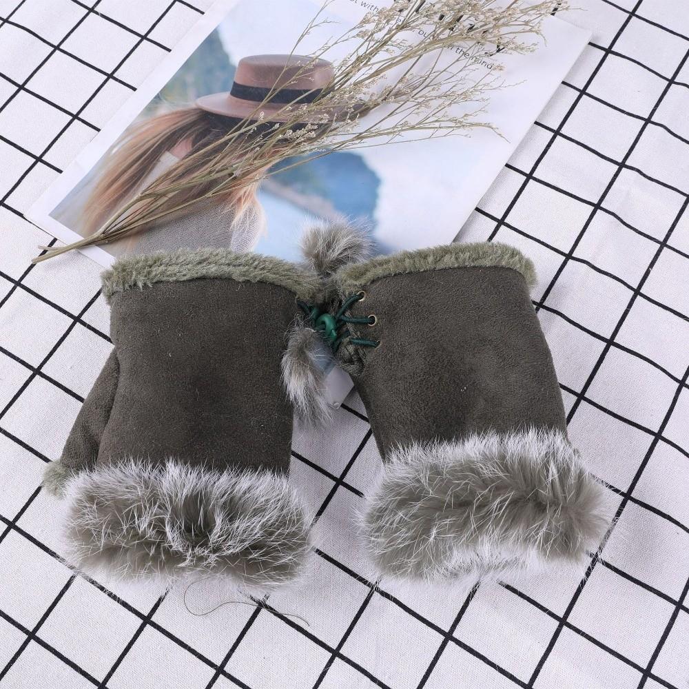 Thicken Warm Fingerless Mittens Suede Wrist Warmers Y2K Leopard Print Gloves  Women