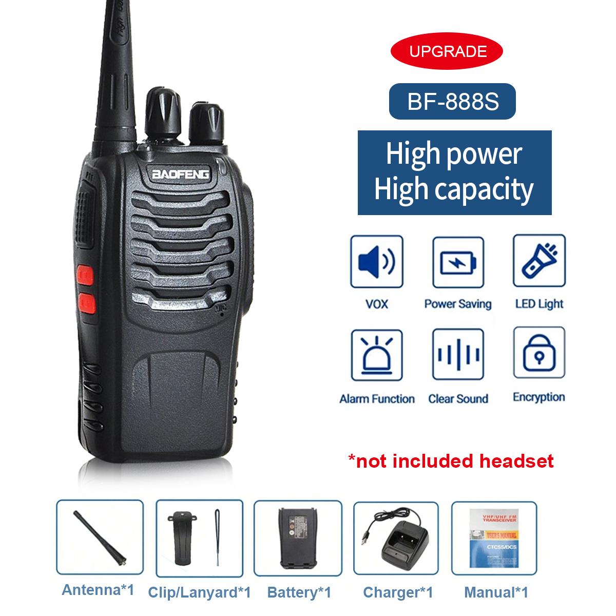 1PC Baofeng 888S Walkie Talkie Draadloze Kopieerfrequentie Lange Afstand Draagbare Uhf 400-470Mhz Ham Tweeweg Radio Voor