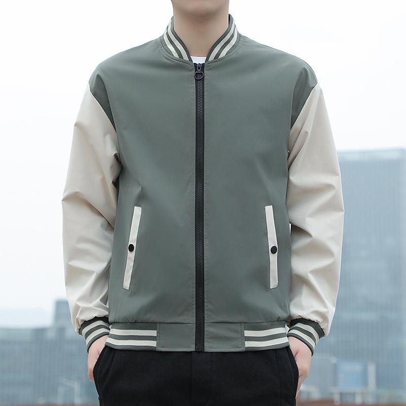 Spring and Autumn New Jacket Men's Solid Color Stand Collar Korean Version of Casual Loose Jacket Men's Jacket Trend