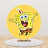 Cartoon SpongeBob Children Birthday Party Round Backdrop Cover Kid Room Decoration Baby Shower Photography Background Props