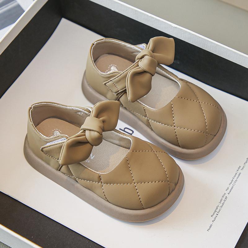 Girls small leather shoes 2025 spring and autumn new children's shoes princess shoes girls soft-soled bow white single shoes