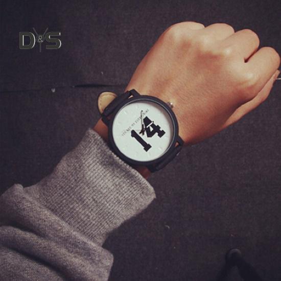 Unisex Couple Lover Number Dial Faux Leather Quartz Matching Wrist Watch