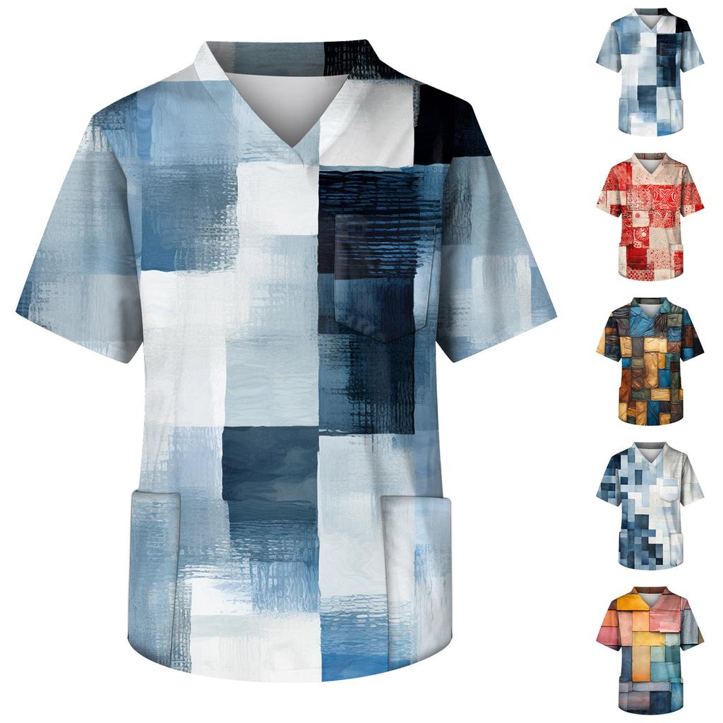 Pánské tričko s krátkým rukávem a výstřihem do V na hrudi