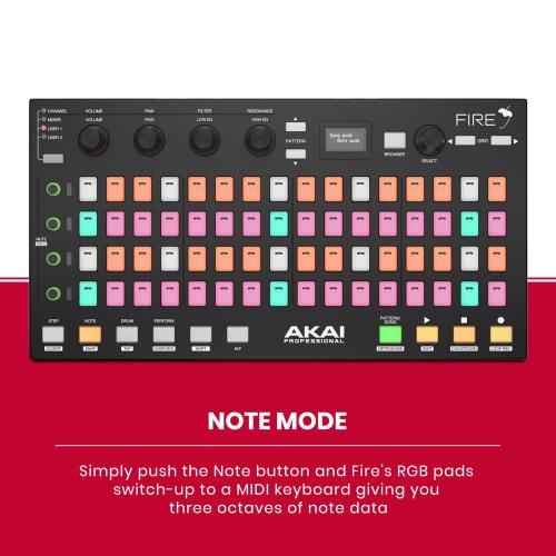 Akai Professional USB MIDI Controller for FL Studio, 64-Pad RGB Clip Drum Pad Matrix [Controller Only/No Software Included] FIRE Controller Only