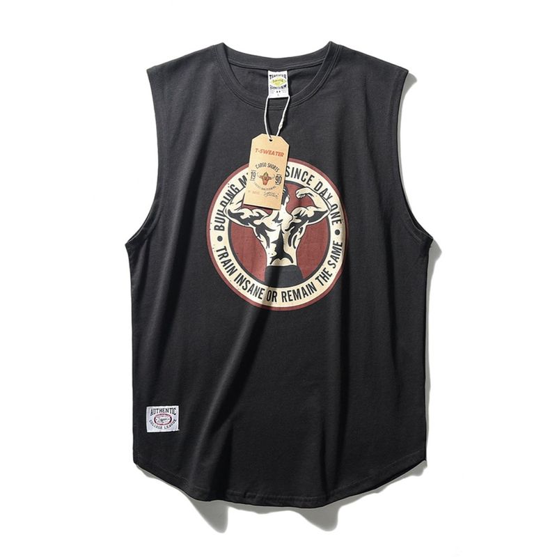Fitness Vest Men's Summer Loose Training American Sports Wait Lifting Cotton Vest Men Hurdle Sleeveless T-shirt