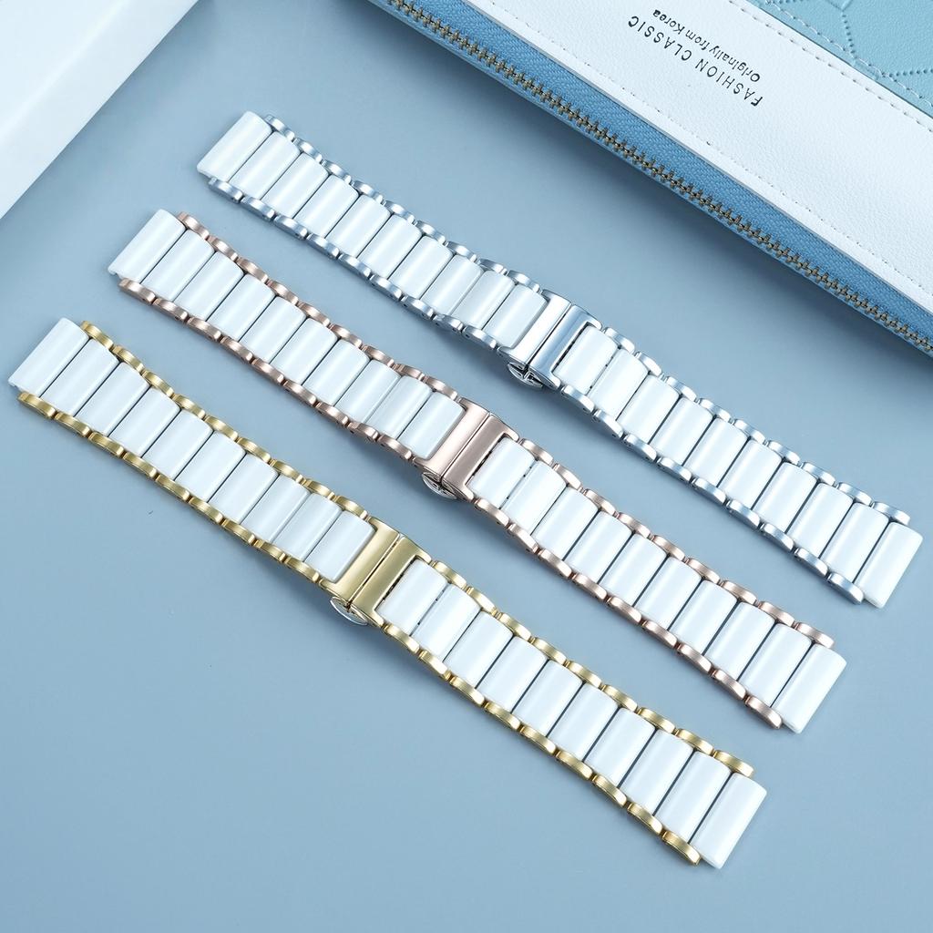 18mm Smart WatchBand For Huawei 41mm GT6/GT5 strap GT4 Imitation Ceramic White rose Watch GT5 Pro Women's 42mm Fashion Bracelet