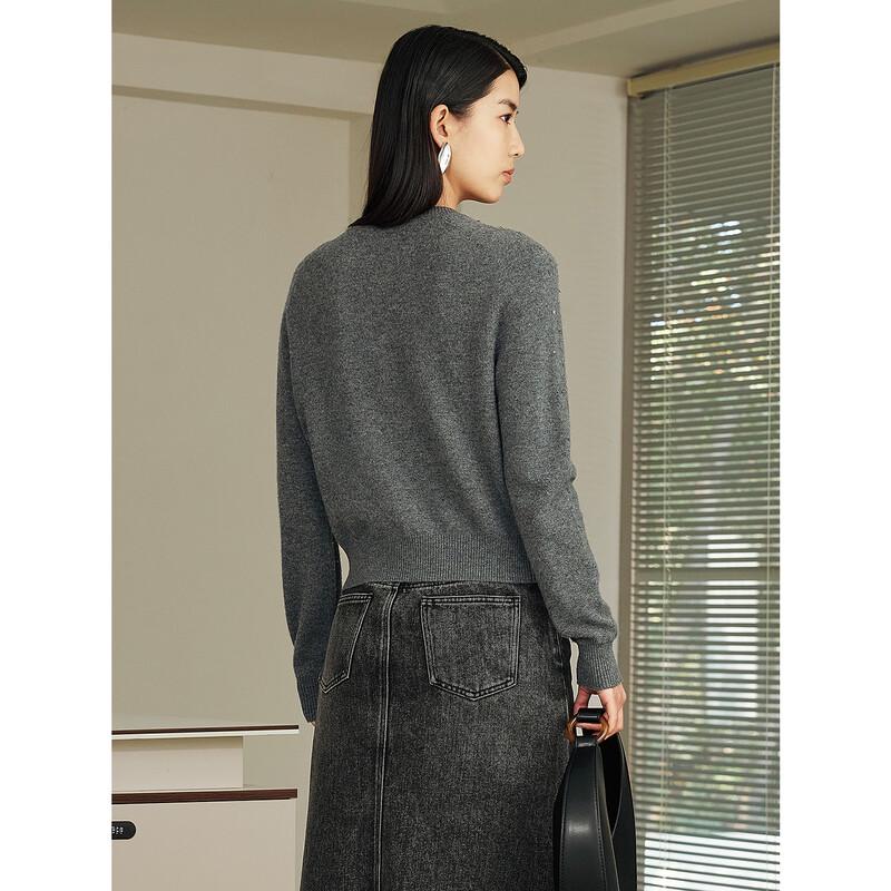 JUZUI Women's Elegant Beaded 100% Wool Knit Sweater