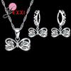 Butterfly Clear CZ Cubic Zirconia Cool 925 Sterling Silver Color Color Jewelry Necklace and Earrings Hot Sale Jewelry Sets