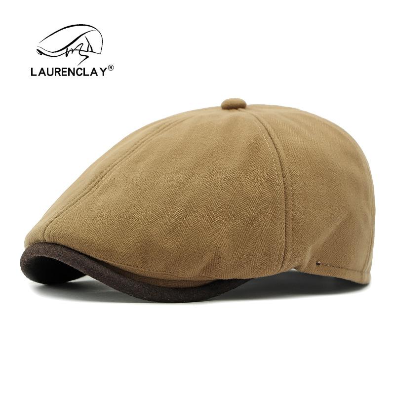 Retro Hut Damen Winter Samt verdickt warm Baskenmütze Gesicht zeigend klein Britische Mode Kappe Schirmmütze Herren