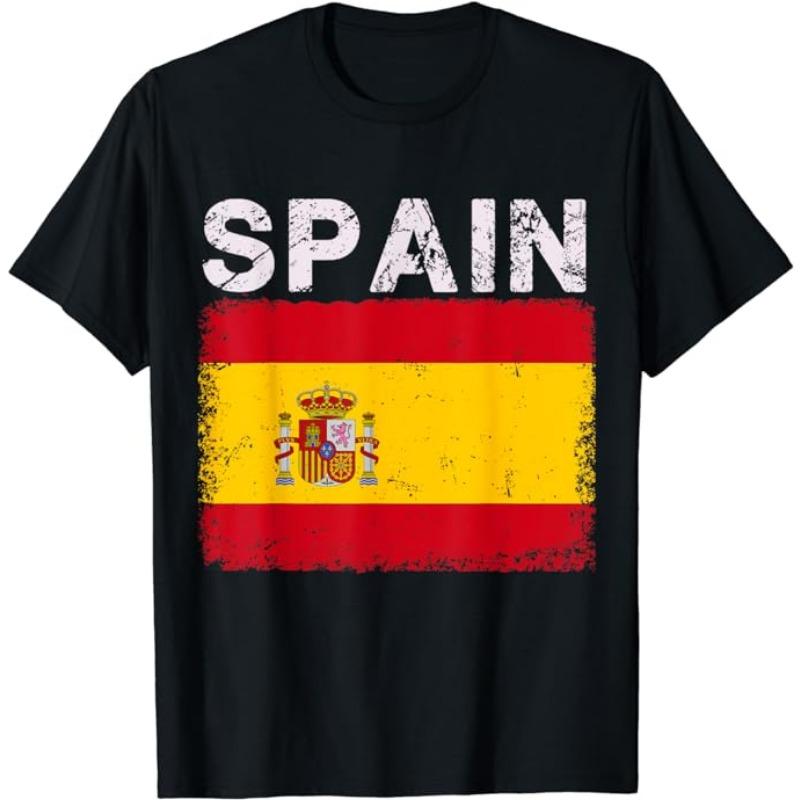 Spain Soccer Ball Spain Flag Jersey - Spanish Football Fan T-Shirt Spanish Flag Red España Graphic Tee Top Espana Support Outfit