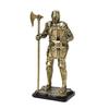 Medieval Knight Figurine, Vintage Resin Statue with Metallic Finish, Handcrafted Armor & Shield Details for Bookshelf, Office Desk Decor, Industrial